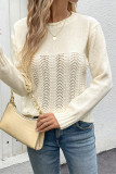 Casual Daily Solid Color Weave O Neck Tops