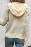 Casual Daily Solid Color Draw String Pocket Hooded Outerwear