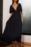 Sexy Solid Color Backless V Neck Irregular Dresses