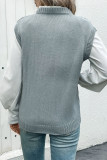 Casual Daily Solid Color Weave V Neck Tops