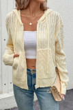 Casual Daily Solid Color Draw String Pocket Hooded Outerwear