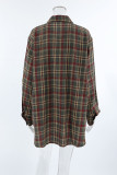 Casual Daily Plaid Pocket Buttons Contrast Turndown Collar Tops