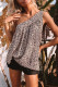 Sexy Leopard Print Lace Up Irregular Sloping Shoulder T-Shirts
