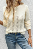 Casual Daily Solid Color Weave O Neck Tops
