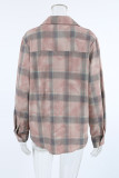 Casual Daily Plaid Buttons Contrast Turndown Collar Tops