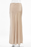 Elegant Solid Color Zipper Regular High Waist Solid Color Bottoms