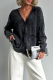 Casual Daily Solid Color Ripped Distressed Pocket Buttons V Neck Outerwear