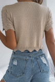 Sexy Vacation Solid Color Hollow Out Lace Up V Neck Outerwear