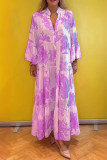 Daily Elegant Floral Print Patchwork V Neck A Line Dresses