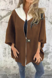 Casual Solid Color Patchwork Zipper Contrast Mandarin Collar Outerwear