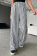 Casual Daily Striped Print Pocket Contrast Loose Straight Full Print Bottoms