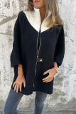 Casual Solid Color Patchwork Zipper Contrast Mandarin Collar Outerwear
