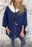 Casual Solid Color Patchwork Zipper Contrast Mandarin Collar Outerwear