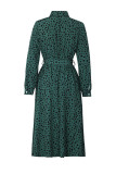 Casual Street Leopard Print Lace Up Buttons Turndown Collar Shirt Dresses