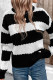 Casual Daily Stripe Weave Contrast O Neck Tops