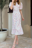 Celebrities Flowers Print O Neck Fishtail Dresses