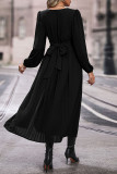 Street Elegant Solid Color Lace Up Slit V Neck A Line Dresses