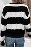 Casual Daily Stripe Weave Contrast O Neck Tops