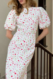 Celebrities Flowers Print O Neck Fishtail Dresses