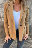 Casual Daily Solid Color Buttons Gross Turn-back Collar Outerwear