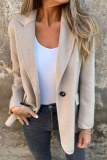 Casual Daily Solid Color Buttons Gross Turn-back Collar Outerwear