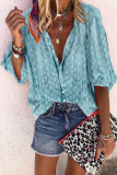 Casual Print Buttons Turndown Collar Tops