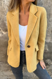 Casual Daily Solid Color Buttons Gross Turn-back Collar Outerwear