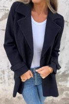 Casual Daily Solid Color Buttons Gross Turn-back Collar Outerwear