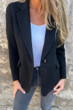 Casual Daily Solid Color Buttons Gross Turn-back Collar Outerwear
