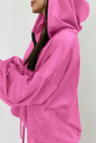 Casual Street Solid Color Fluffy Hooded Long Sleeve Two Pieces