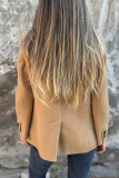 Casual Daily Solid Color Buttons Gross Turn-back Collar Outerwear