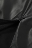 Sexy Solid Color Buttons Patchwork Irregular High Waist Type A Solid Color Bottoms