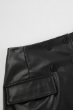 Sexy Solid Color Buttons Patchwork Irregular High Waist Type A Solid Color Bottoms