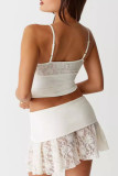 Sexy Solid Color Lace V Neck Sleeveless Two Pieces