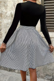 Elegant Striped Print Lace Up O Neck A Line Dresses