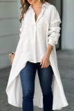 Casual Solid Color Buttons Turndown Collar Tops