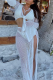 Sexy Solid Color Hollow Out Slit V Neck Long Sleeve Two Pieces