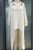 Casual Solid Color Buttons Turndown Collar Tops