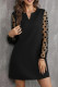 Elegant Solid Color Mesh V Neck Long Sleeve Dresses