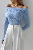 Sexy Solid Color Ruched Off Shoulder Tops