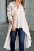 Casual Solid Color Buttons Turndown Collar Tops