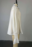 Casual Street Solid Color Buttons See-Through Turndown Collar Tops