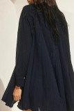 Sexy Solid Color Buckle Turndown Collar Shirt Dresses
