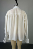 Casual Street Solid Color Buttons See-Through Turndown Collar Tops