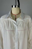 Casual Street Solid Color Buttons See-Through Turndown Collar Tops