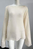 Casual Solid Color See-Through O Neck Tops
