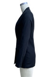 Daily Elegant Solid Color Buttons Turn-back Collar Outerwear