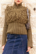 Casual Solid Color Fringed Trim Zipper Turtleneck Tops