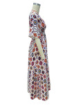 Casual Print Rhombus Backless V Neck A Line Dresses