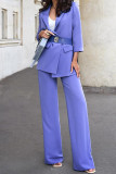 Casual Street Solid Color Buttons Turn-back Collar Long Sleeve Two Pieces(No Belt)